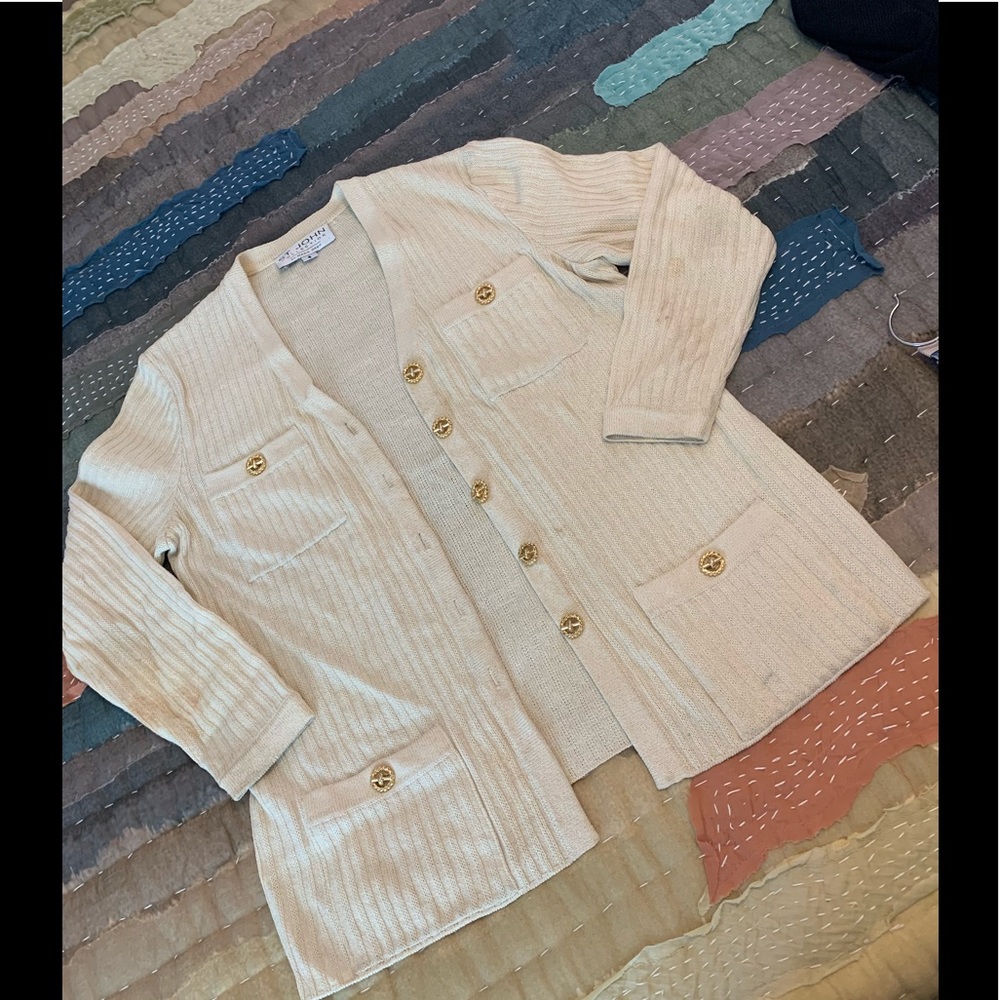 St. John vintage cream knit cardigan Size 4